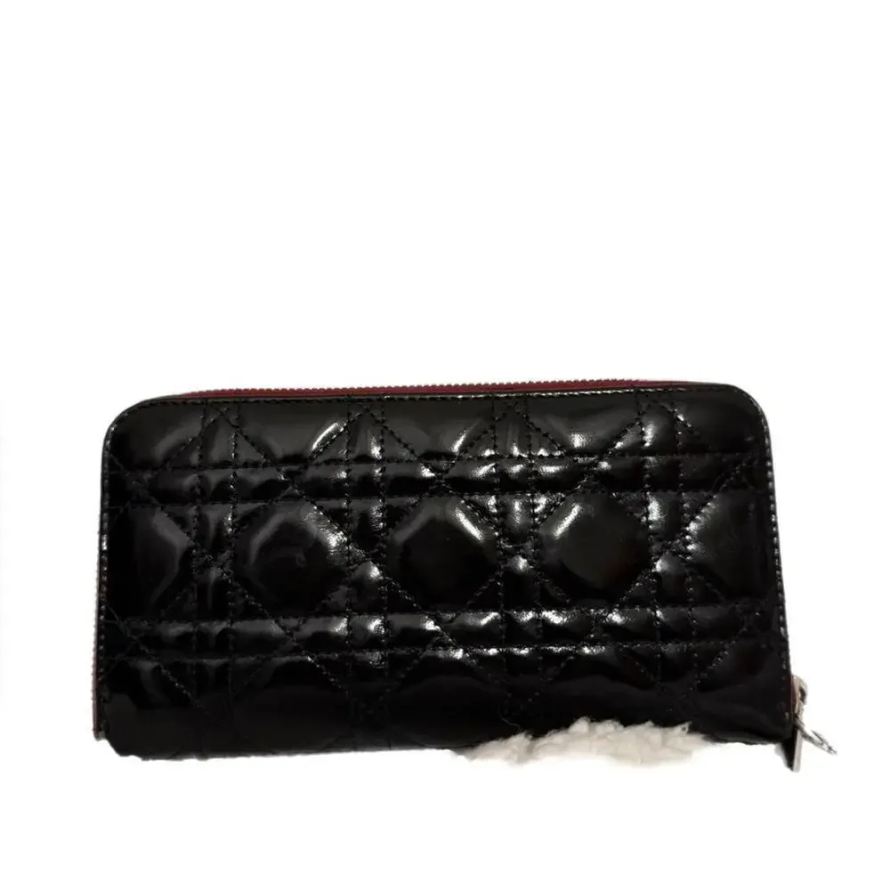 AUTHENTIC Dior Lady Dior Zippy Wallet- REDYED CONDITION